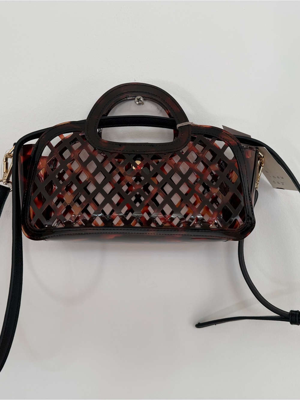 A new day Tortoiseshell Lattice Mini Crossbody Bag